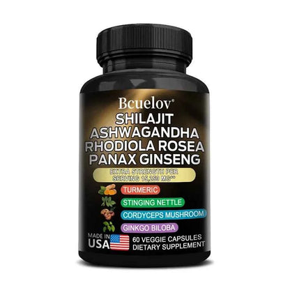 8 In 1 Shilajit Himalaya Capsules With Ashwagandha Rhodiola Panax Ginseng Brain