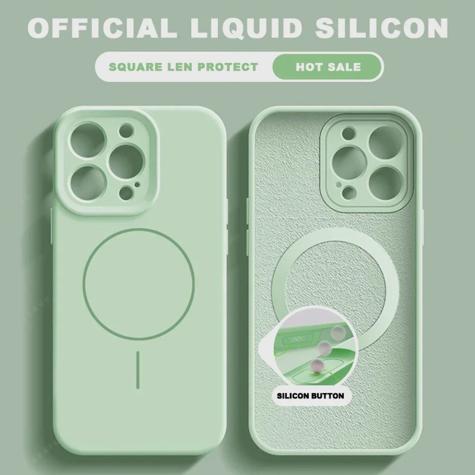 Luxury Liquid Silicone Magnetic Phone Case For iPhone 15 14 16 Plus 16E 11 12 13 16 Pro Max SE4 Magsafe Charge Protector Cover