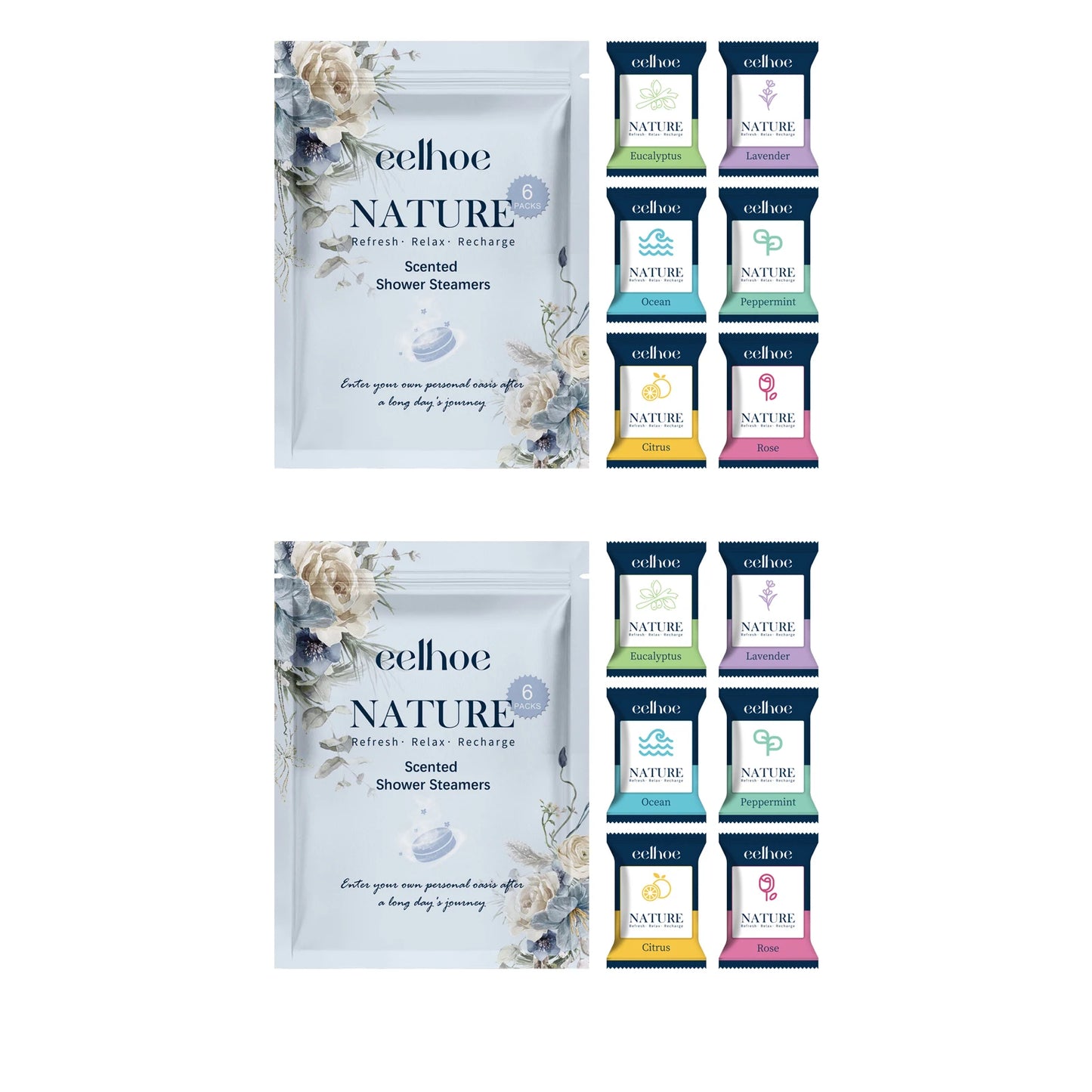EELHOE Shower Steamer Tablets Nourishing Spa Bath 6 Pack Odor Elimination