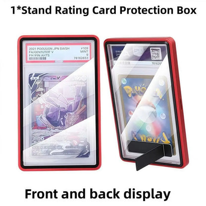 2-in-1 PSA/CGC Graded Card Protective Box Transparent UV Protection Metal Magnetic Case Durable with Stand Card Protective Case