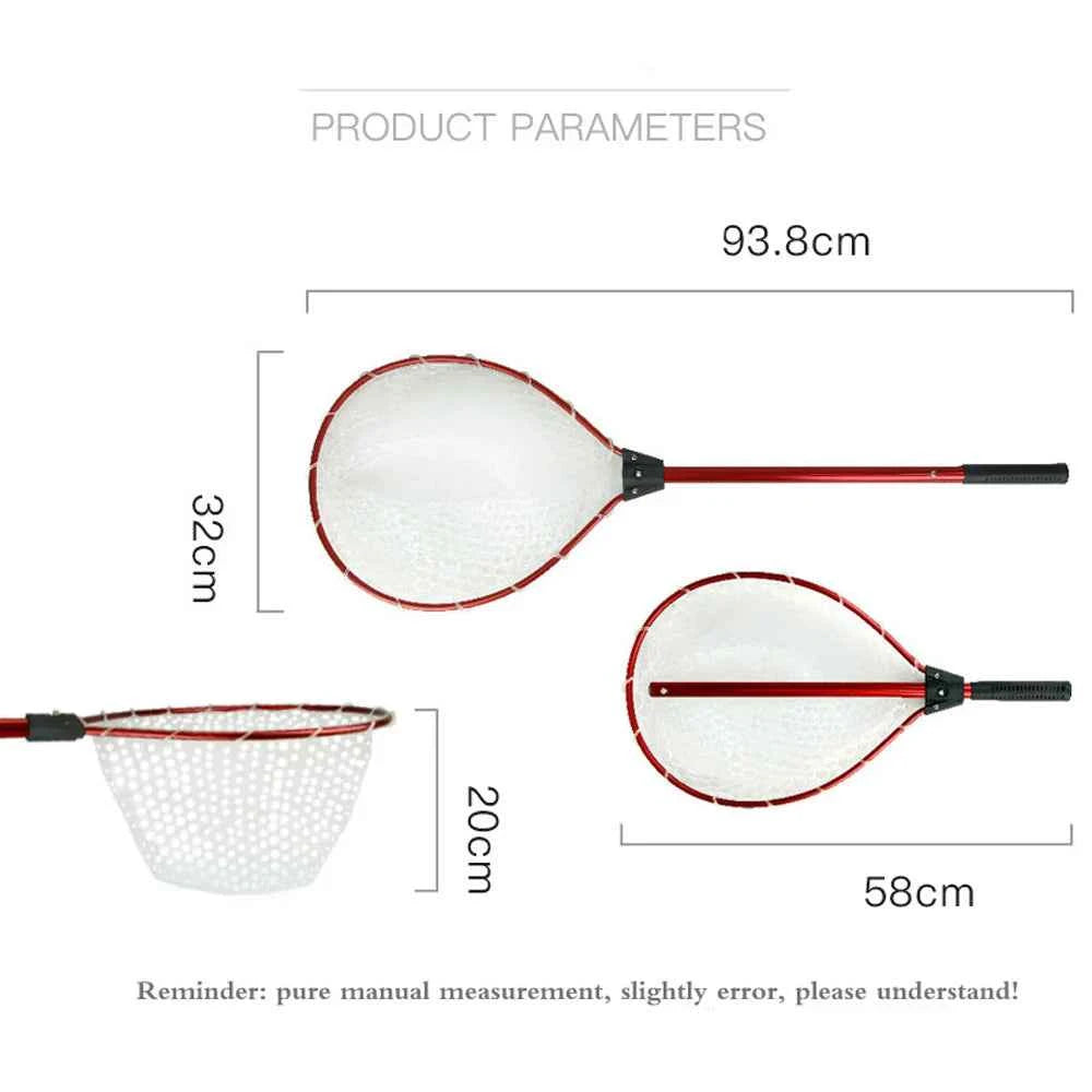 938mm Anti Hook Soft Silicone Fishing Landing Net Telescopic Aluminum Pole