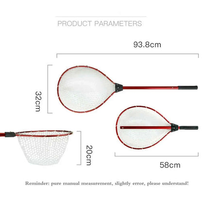 938mm Anti Hook Soft Silicone Fishing Landing Net Telescopic Aluminum Pole