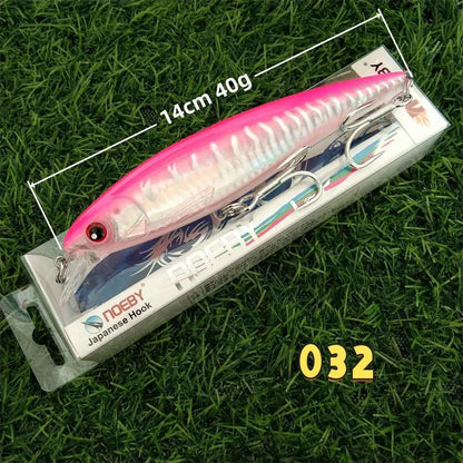 Noeby 1pc 14cm 40g Floating Minnow Lure for Sea Fishing 0 to 2.5m
