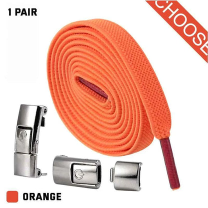 Press Lock Elastic Shoelaces 8mm Flat No Tie For Shoes Kids Adults