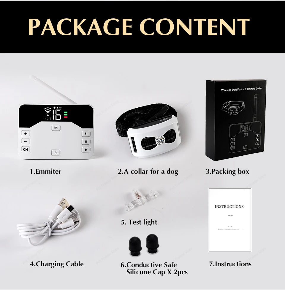 2 IN 1 Wireless Electronic Dog Fence System & Remote Training Collar Beep Shock Vibration and Pet Containment For All Size Puppy