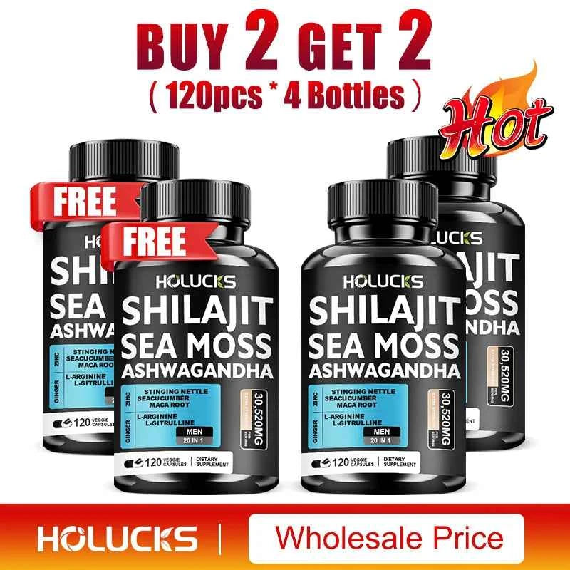 Sea Moss Shilajit Ashwagandha Capsules For Energy Immune Support Daily Wellness