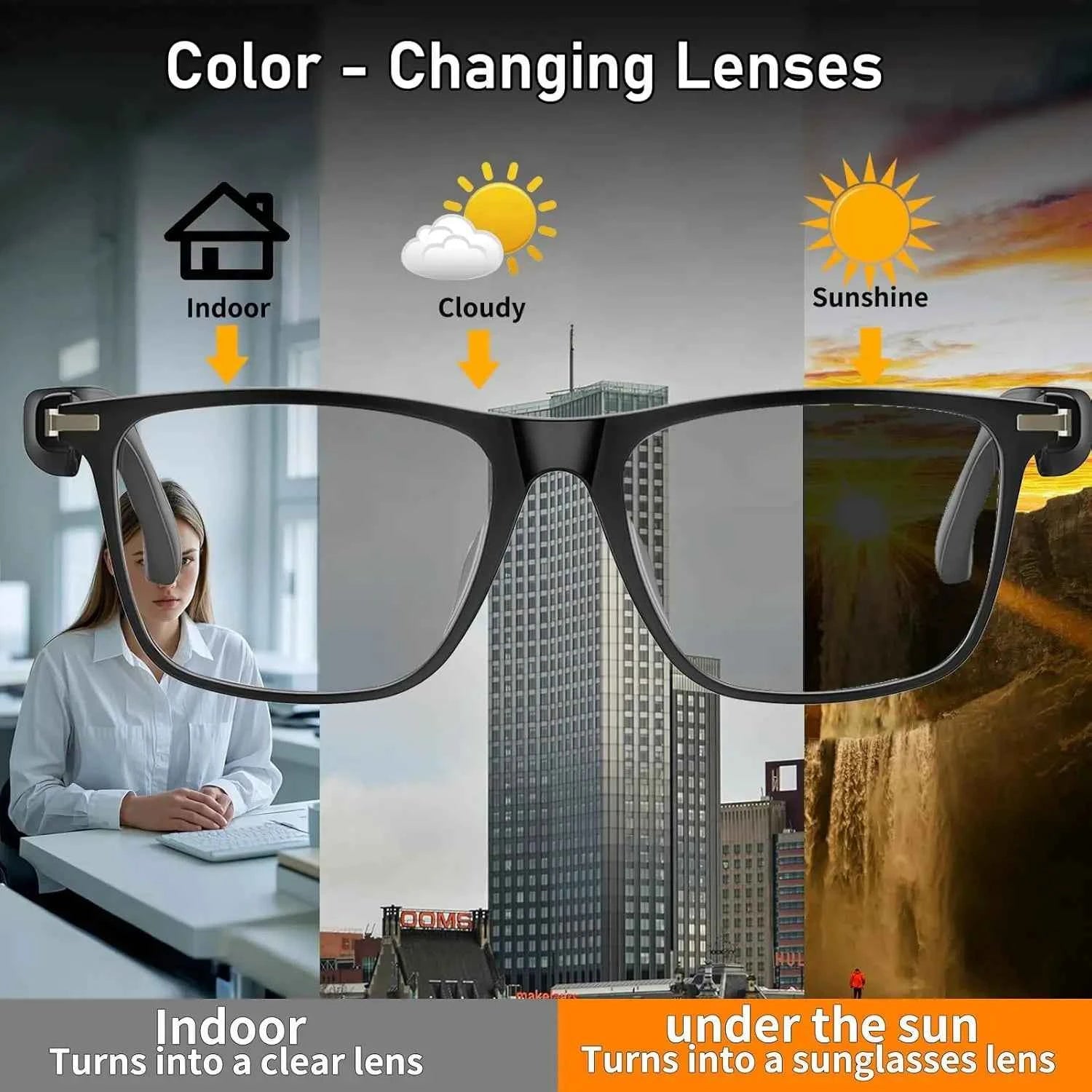 Giinova AI Translation Smart Glasses Real Time 160 Languages Photochromic Lenses