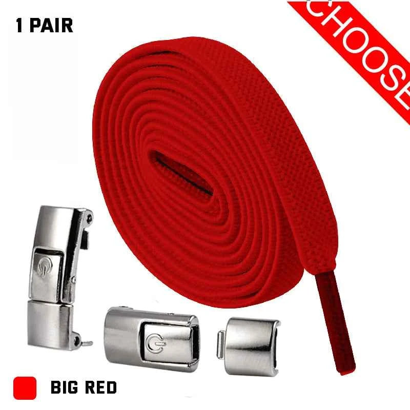 Press Lock Elastic Shoelaces 8mm Flat No Tie For Shoes Kids Adults