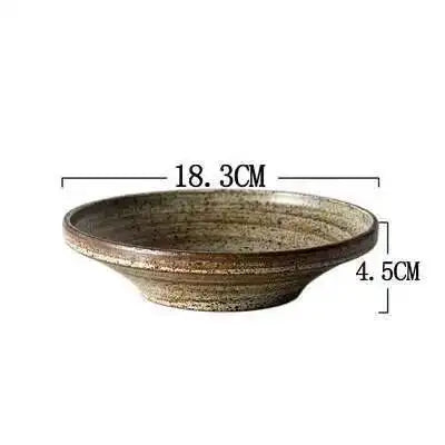 Retro Handmade Stoneware Rice Soup Bowl Tea Cup Round Steak Salad Dinner Plate Dishes Home Dining Dish Japanese Tableware Set