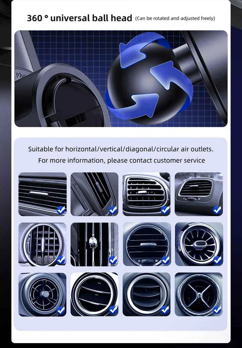 15W Wireless And Wired Car Charger Holder Qi Certified With Auto Sensing Release