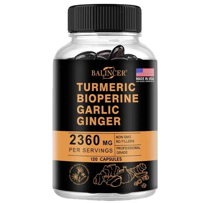 Turmeric Ginger Piperine 2360Mg Black Pepper Digestive Immune Support Supplement