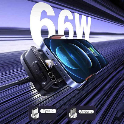 Black 15W Wireless Car Charger With IR Sensor One Touch Rotation Vent Mount