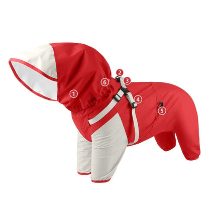 Waterproof Pet Dog Raincoat with Hat Lightweight Outdoor Dog Raincoat Reflective Stripe S-XXL Dog Rain Cape Pet Supplies