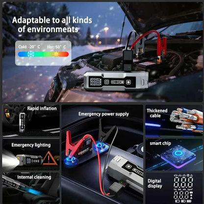 5 IN 1 Jump Starter For Car Battery Car Jump Starter Heavy Duty Jumpstarter Heavy Duty With Air Pump & Vacuum Cleaner
