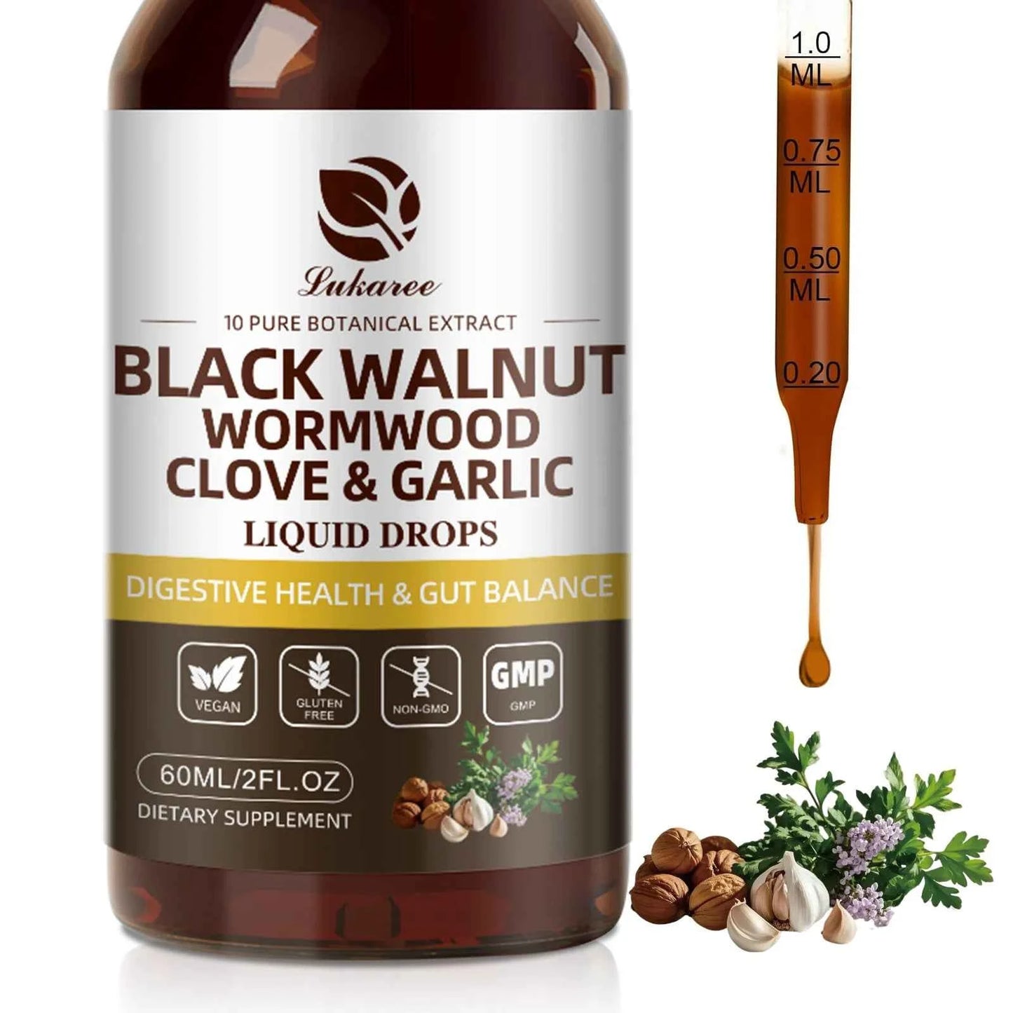 Lukaree 60ml Black Walnut Drop for Digestion and Immune Health Detox