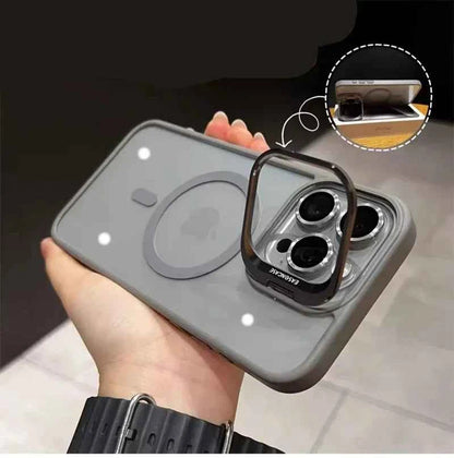 Luxury Magnetic Shockproof Phone Case For iPhone 11 12 13 14 15 16 Pro Max Plus Magsafe Glass Lens Stand Protection Back Cover