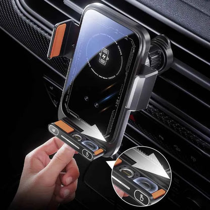 Black 15W Wireless Car Charger With IR Sensor One Touch Rotation Vent Mount