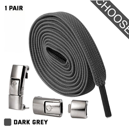 Press Lock Elastic Shoelaces 8mm Flat No Tie For Shoes Kids Adults