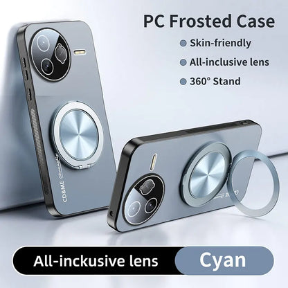 Luxury Shockproof AG Matte Case For XIAOMI POCO F7 Ultra F7 Pro Magnetic PC Frosted 360 Degree Bracket Stand Protective Cover