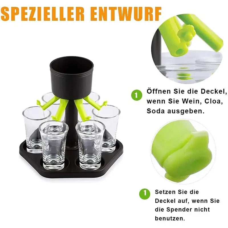 Creative plastic tray dispenser with bracket, with six cups, wine, whiskey, beer, birthday party, Christmas, bar tools