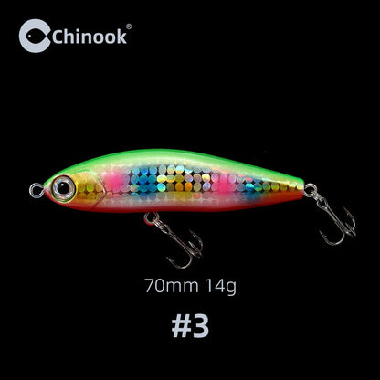 Chinook Sinking Pencil Bait Fishing Lure 70mm 14g For Pike Bass