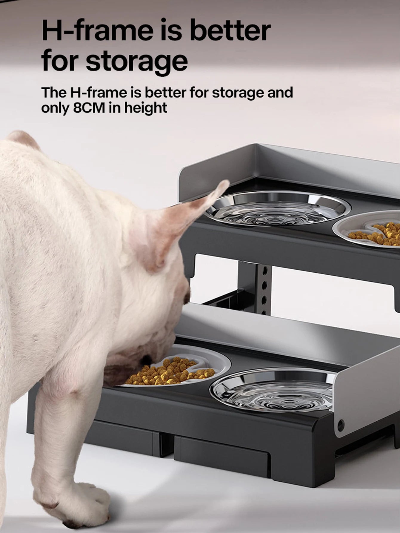Collapsible Elevated Dog Bowls Adjustable Raised Stand with Double Stainless Steel Food Water Bowls for Small Medium Large Dogs