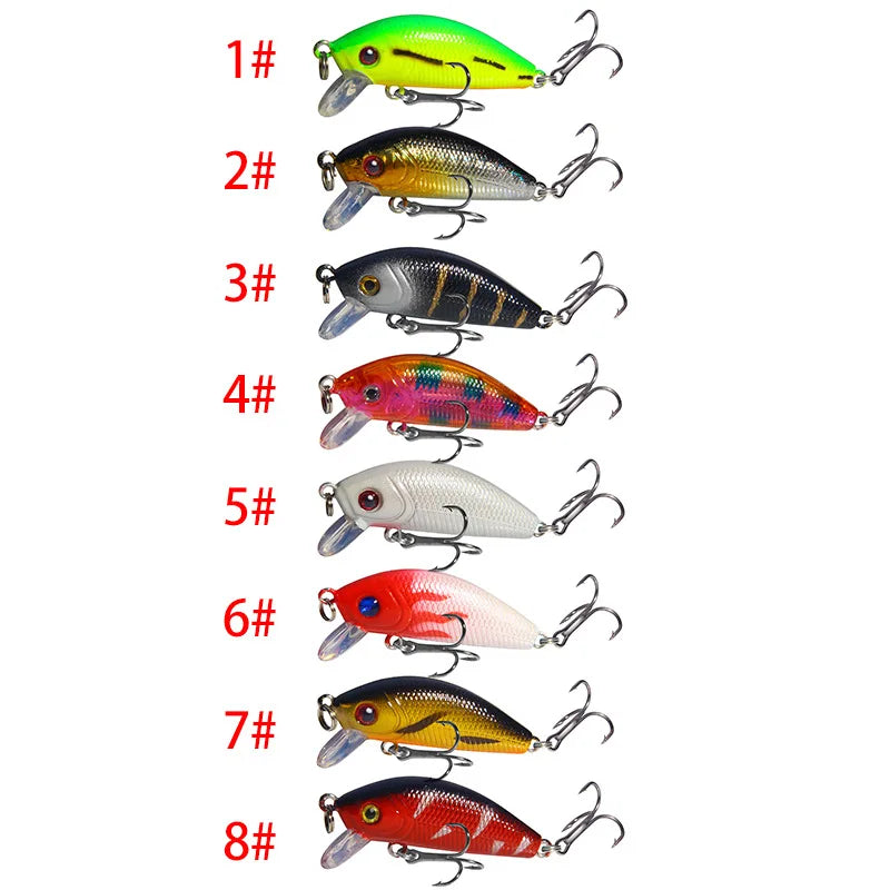 8 Piece Crankbait Minnow Lure Set Floating Topwater Fishing Lures Kit