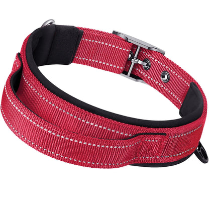 Durable Tactical Dog Collar for Medium to Large Dogs, Adjustable Heavy-Duty Nylon Webbing, Quick Release, Zinc Alloy Metal Buck