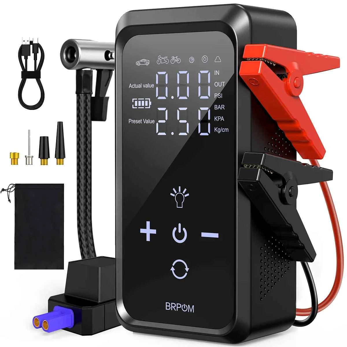 4 In 1 8000A Car Jump Starter 150PSI Air Pump Car Battery Booster Engine Starting Device Tire Air Compressor Power Bank