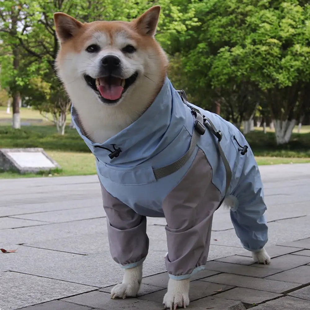 Waterproof Pet Dog Raincoat with Hat Lightweight Outdoor Dog Raincoat Reflective Stripe S-XXL Dog Rain Cape Pet Supplies
