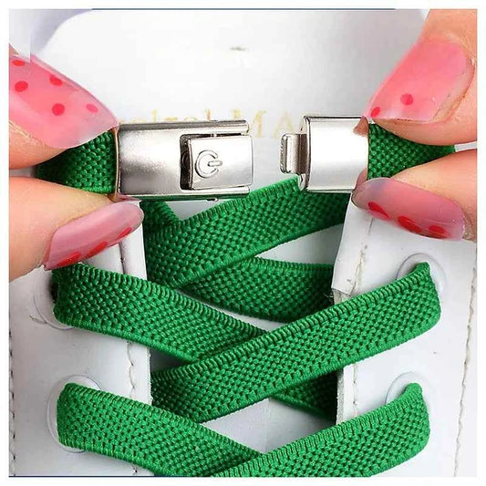 Press Lock Elastic Shoelaces 8mm Flat No Tie For Shoes Kids Adults