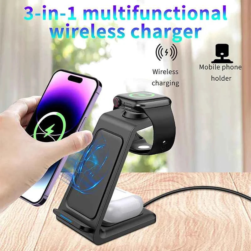 Desktop Universal 3 in 1 Wireless Charger 30W Fast Charger for iPhone