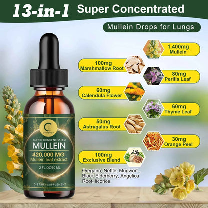 Mullein Drops For Lungs Mullein Leaf Extract Lung Detox And Cleanse Support