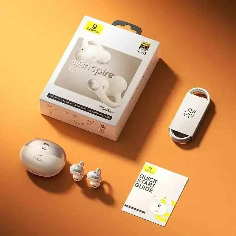 Baseus Inspire XC1 Ear Clip Wireless Bluetooth 6.1 Earbuds Hi-Res Open Earphones Earrings 4-Mics Clip On Ear Buds Sound By Bose