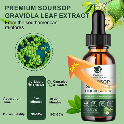 30ml Soursop Graviola Extract Drops Immunity Digestion Detox Gluten Free