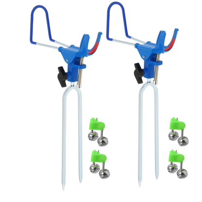 360 Degree Adjustable Fishing Rod Holder With 4 Alarm Bells Fish Pole Stand Bank