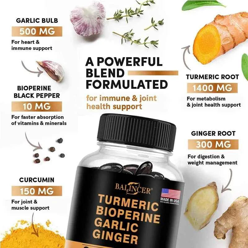 Turmeric Ginger Piperine 2360Mg Black Pepper Digestive Immune Support Supplement