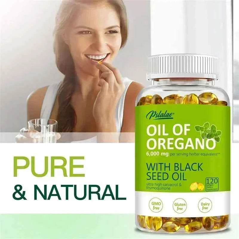 Oregano Oil Softgels With Black Seed Oil For Digestion Immune Support 120 Count