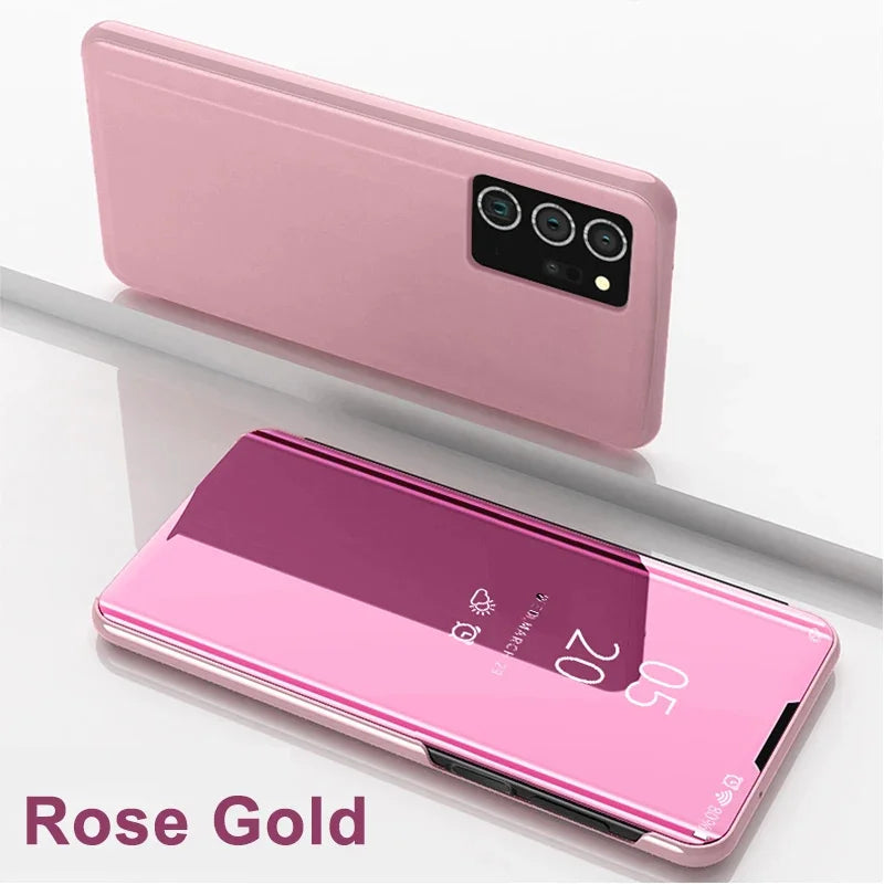 Mirror Flip Cases For Samsung Galaxy S25 EDGE S24 S23 S22 S21 S20 Ultra Plus Case For Samsung S24 S23 S21 FE Note 20 Ultra Cover