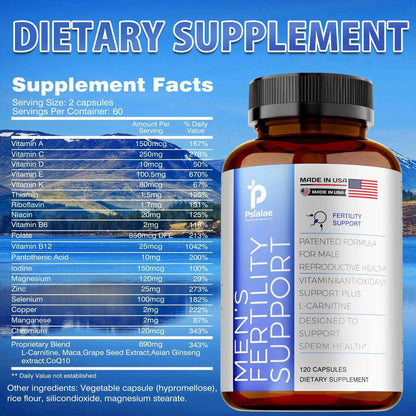 Unisex Fertility Support Ginseng Multivitamins L Carnitine Maca 120 Capsules