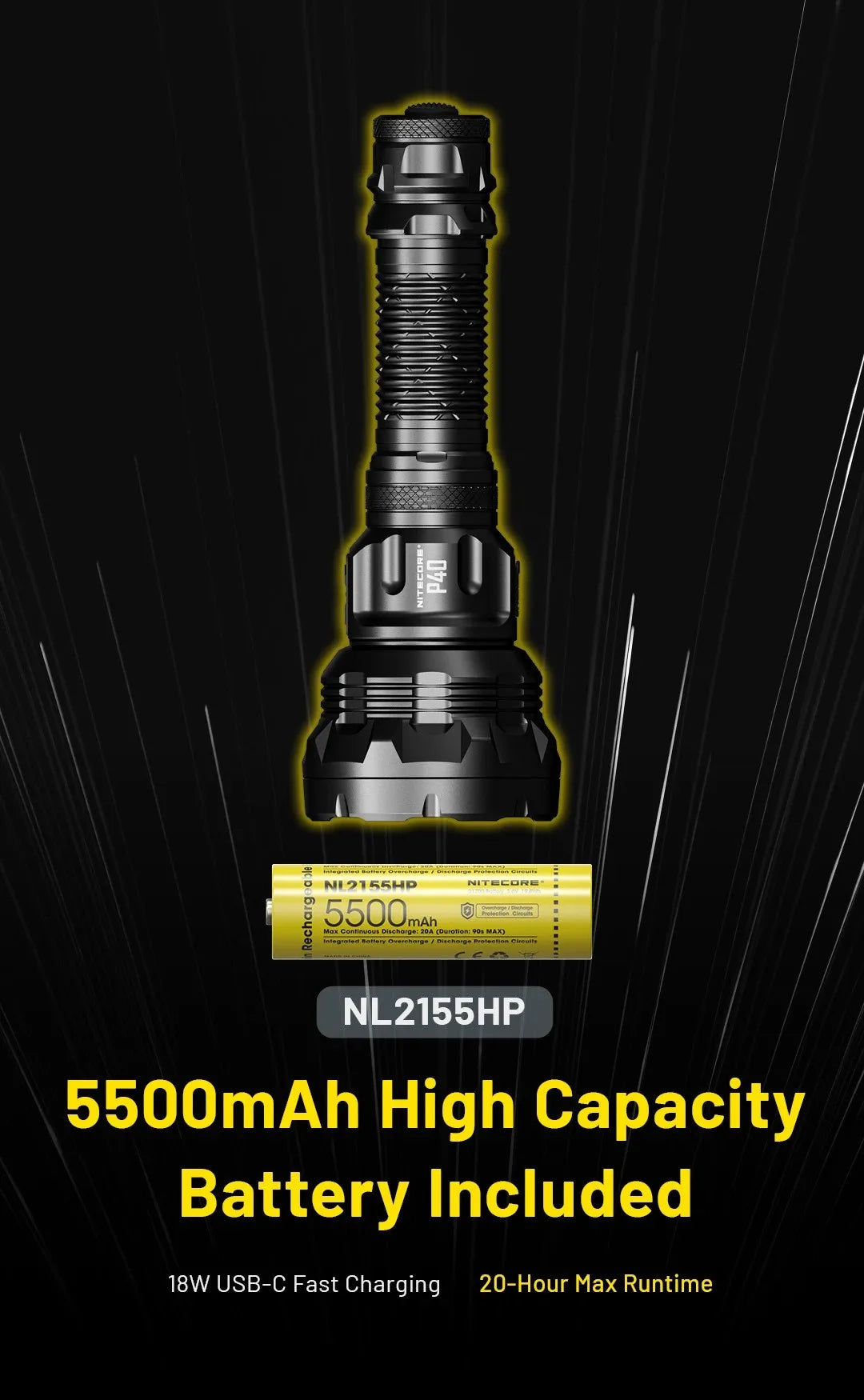 NITECORE Flashlight P40 seraching light Hunting  2000 lumens Ultra Bright Long Range flashlamp included wireless remote switch