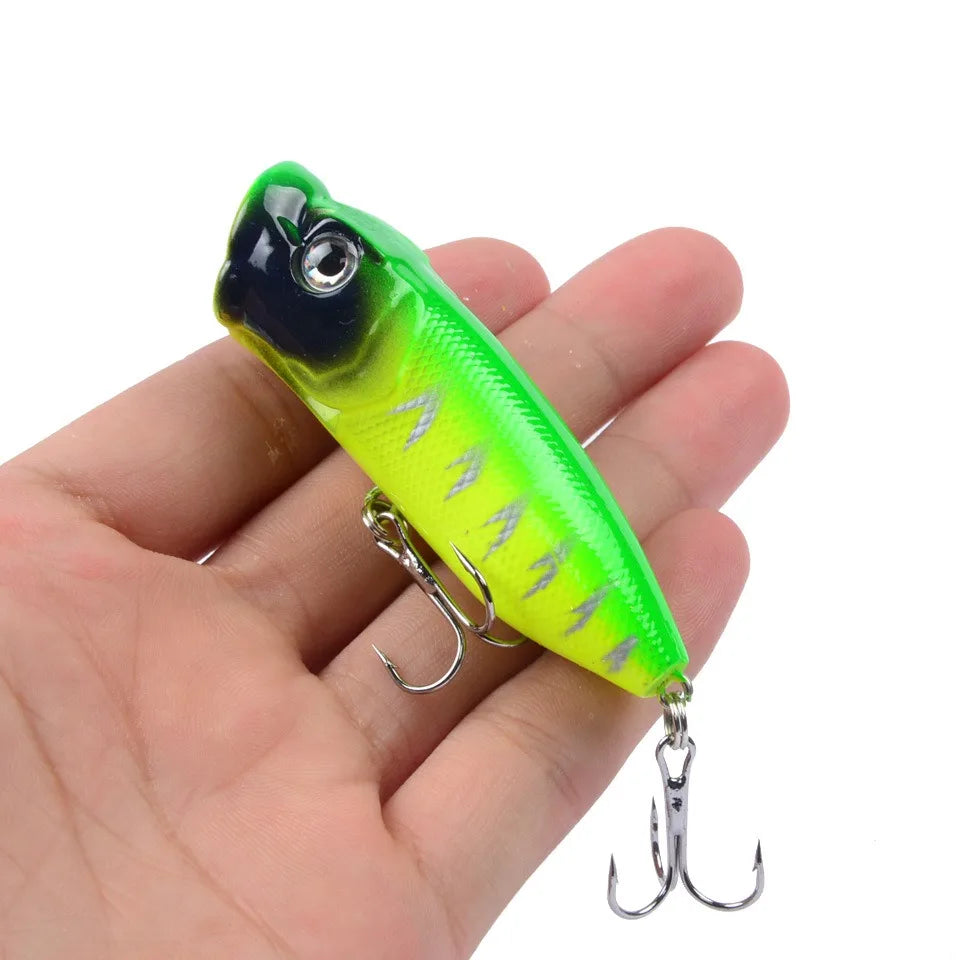 Topwater Popper Lures 6.5cm 12g Hard Bait Wobblers With 6 Hooks