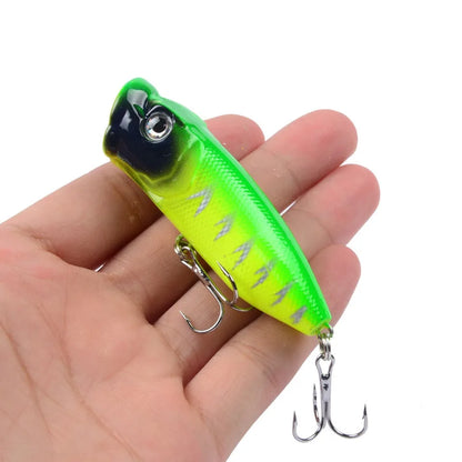 Topwater Popper Lures 6.5cm 12g Hard Bait Wobblers With 6 Hooks