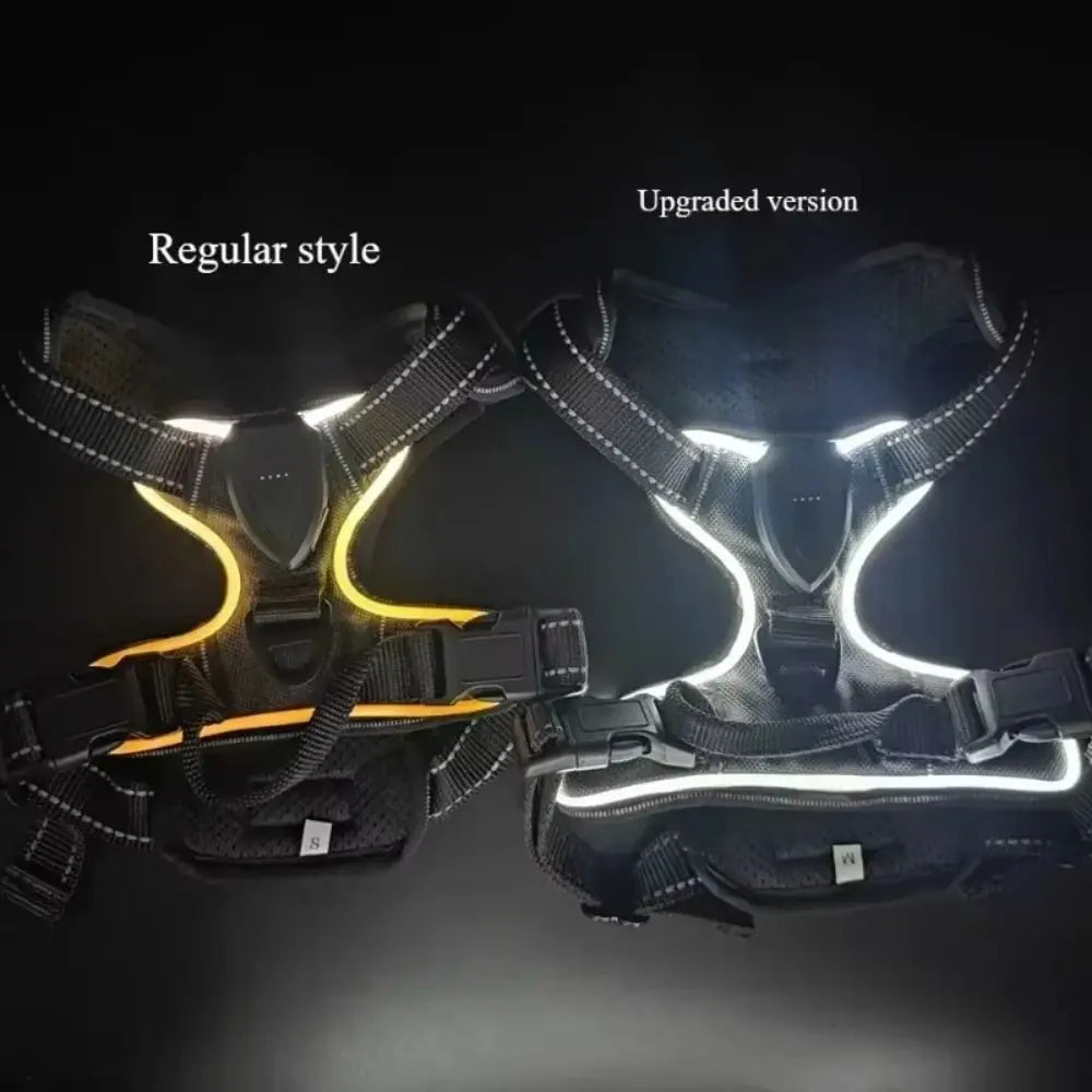 Light Up LED Dog Harness Rechargeable Adjustable Luminous Pet Chest Strap Soft Flashing Dog Glow Vest for Night Walking