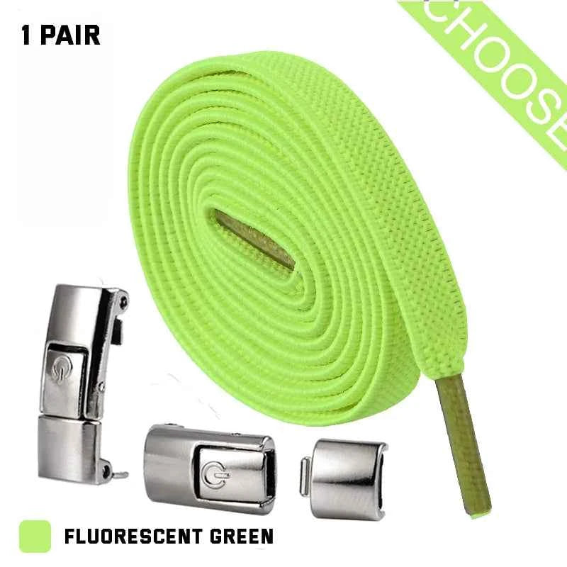 Press Lock Elastic Shoelaces 8mm Flat No Tie For Shoes Kids Adults
