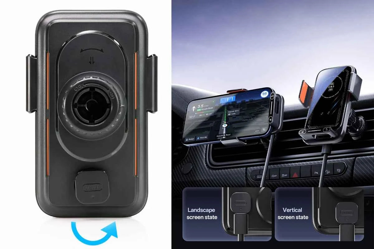 15W Wireless And Wired Car Charger Holder Qi Certified With Auto Sensing Release
