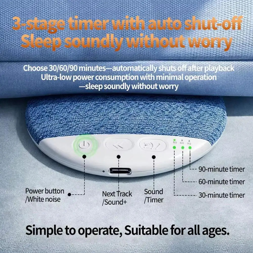 Sleep Aid Pillow Speaker Bluetooth 5.4 Wireless Mini White Noise Speaker Adjustable Timers,Long-Lasting Battery for Deep Sleep