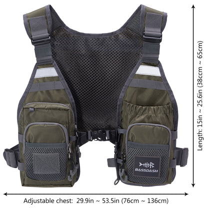 Bassdash Unisex Fly Fishing Vest Chest Pack Ultra Lightweight One Size Fits Most