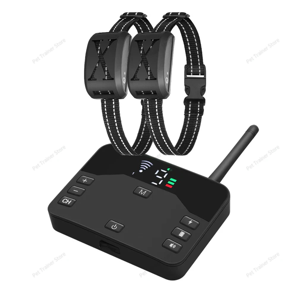 2 IN 1 Wireless Electronic Dog Fence System & Remote Training Collar Beep Shock Vibration and Pet Containment For All Size Puppy