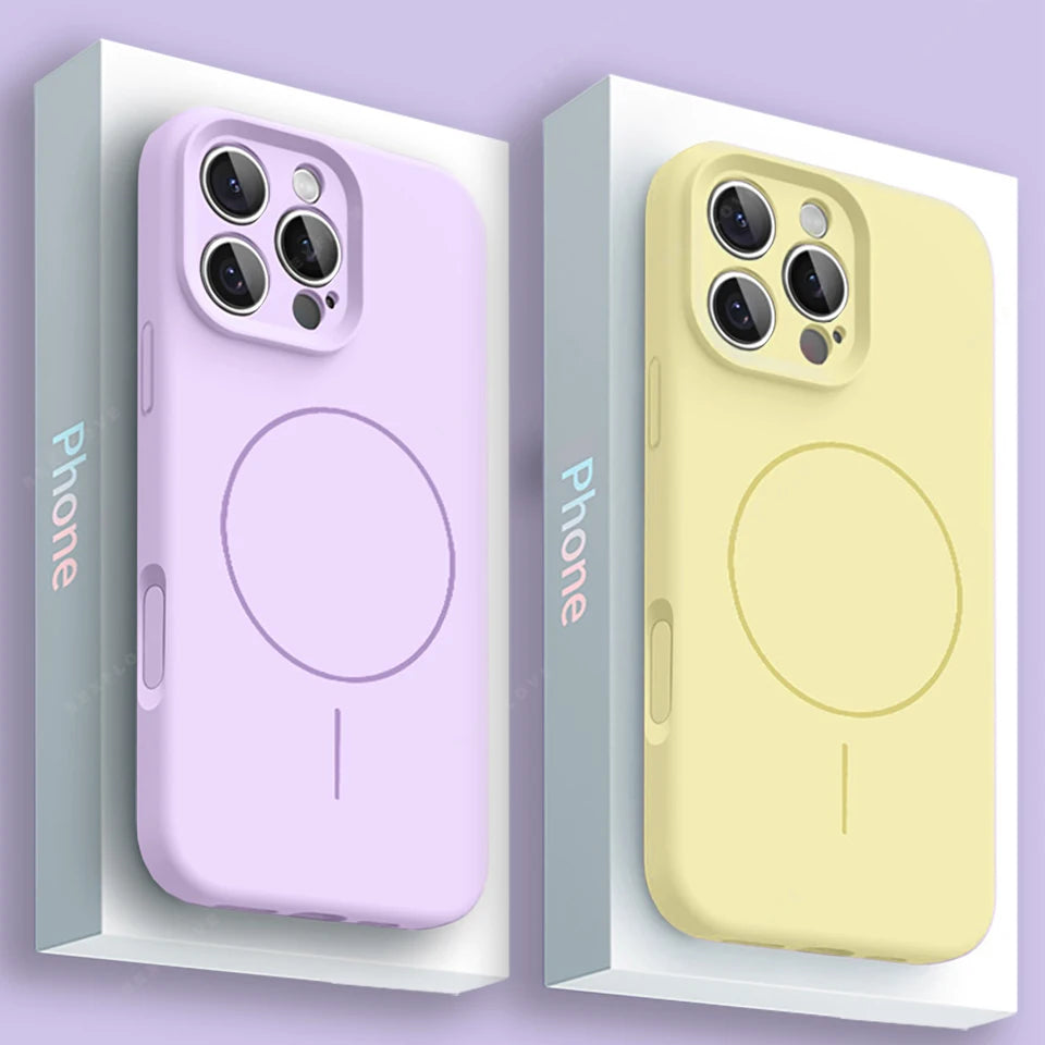 Luxury Liquid Silicone Magnetic Phone Case For iPhone 15 14 16 Plus 16E 11 12 13 16 Pro Max SE4 Magsafe Charge Protector Cover